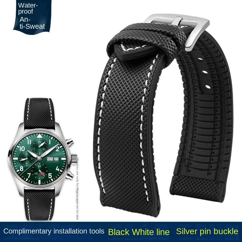 

20 мм 22 мм 23 мм 24 мм Нейлоновый ремешок для часов с водонепроницаемой резиновой нижней частью для Longines IWC Pilot Mark 18 Seiko Omega Series 22mm