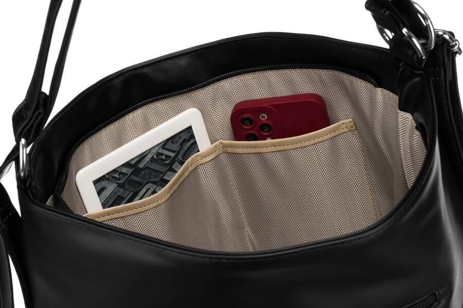 Classic, spacious women's handbag made of eco-leather - Rovicky