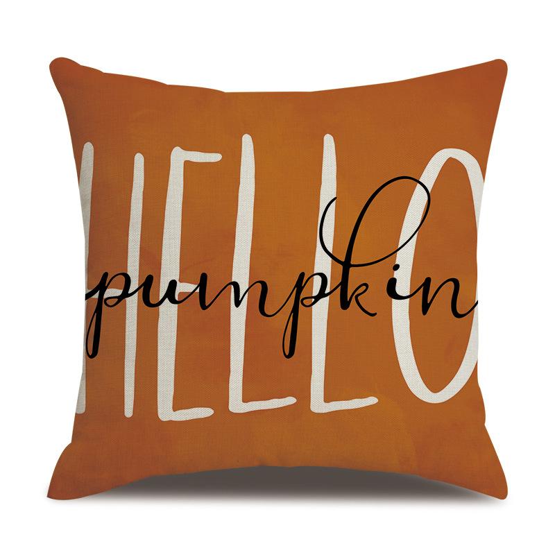 Thanksgiving Linen Pillowcase Autumn Pumpkin Print Pillow Cushion Cover