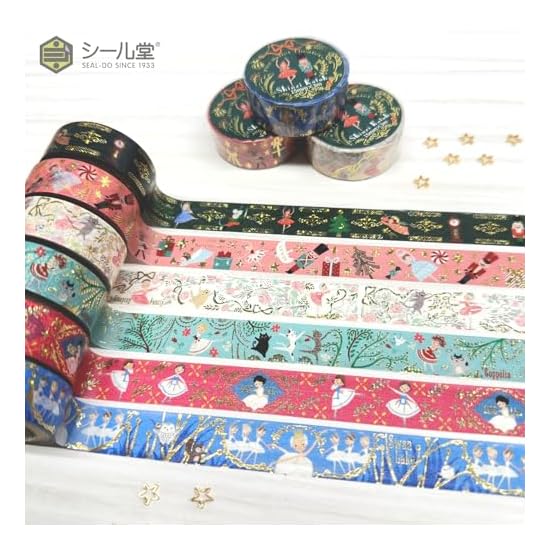Sealido Made in Japan Foil-Stamped Kirapika Masking Tape Ballet Sleeping Beauty & Coppelia 2-Roll Se