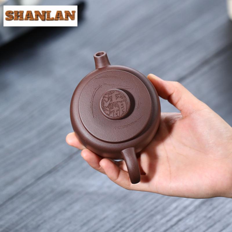 170ml High-end Yixing Purple Clay Teapots Master Handmade Giant Wheel Bead Pot Raw Ore Purple Mud Kettle Zisha Tea Set Cafes Cha