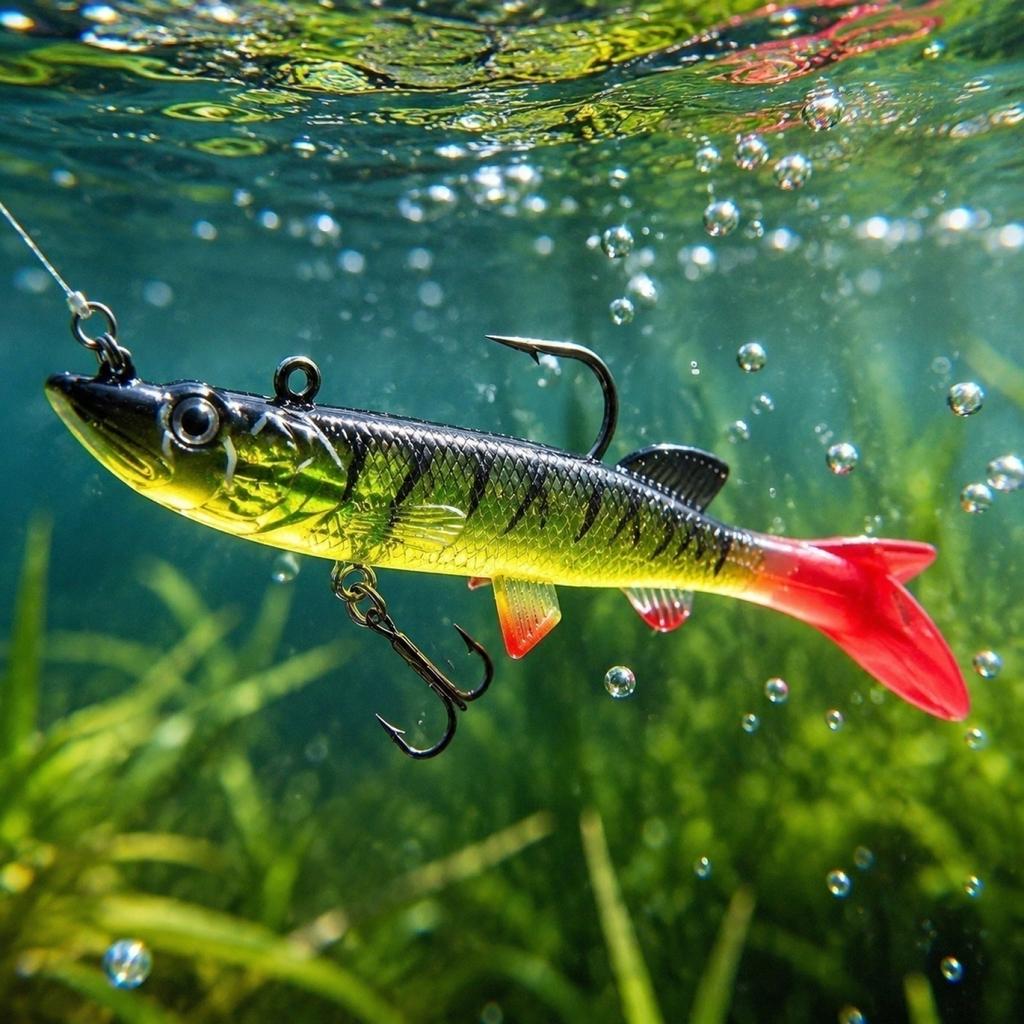 Soft Fishing Lure 12cm 21g Weighted Swimbait with Jig Head and Treble Hook for Freshwater and Saltwater Predatory Fish