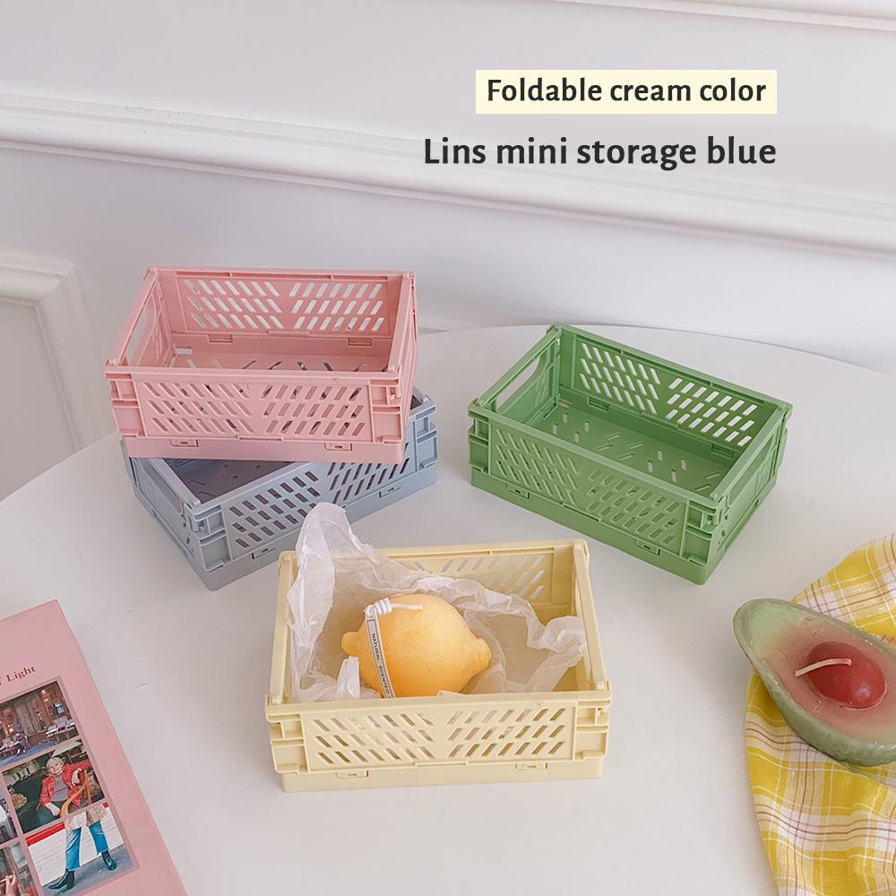 Color Organizing Storage Baskets Case Folding Student Desktop Basket Tape Stationery Plastic Foldable Container Storage Box