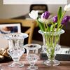 High-grade Transparent Glass Vase Ornaments French Retro Relief Feng Shui Culture Flowers Living Room Flower Arrangement