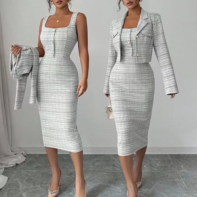 European Style Women Elegant Date Fashion Blazer Jacket Set M