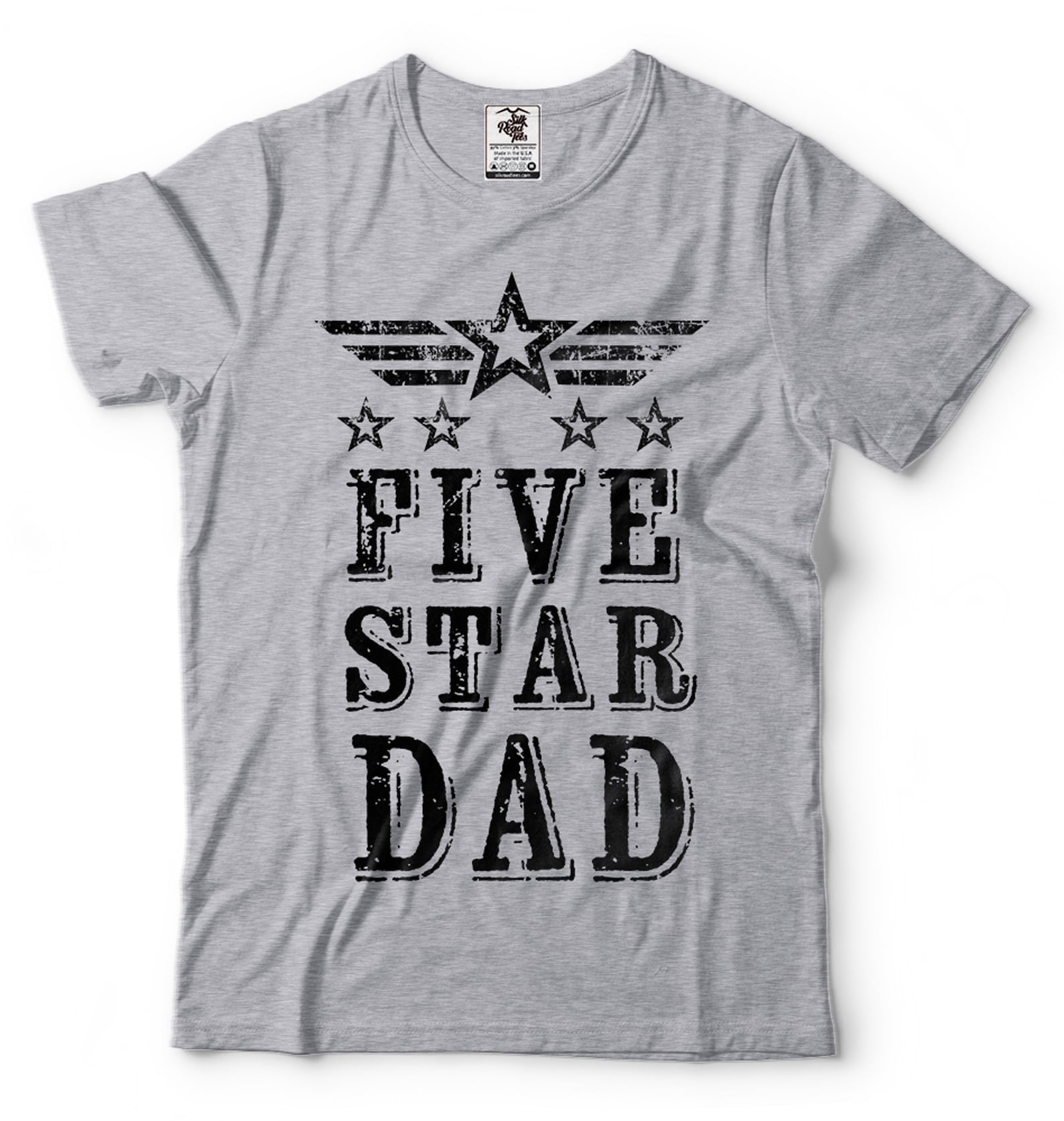 Mens Fathers Day T-Shirt Five Star Dad Shirt Dad Birthday Gift Tee Funny Dad T-Shirt Dad Gift Ideas Father Gifts Shirt For Dad Daddy Father XL