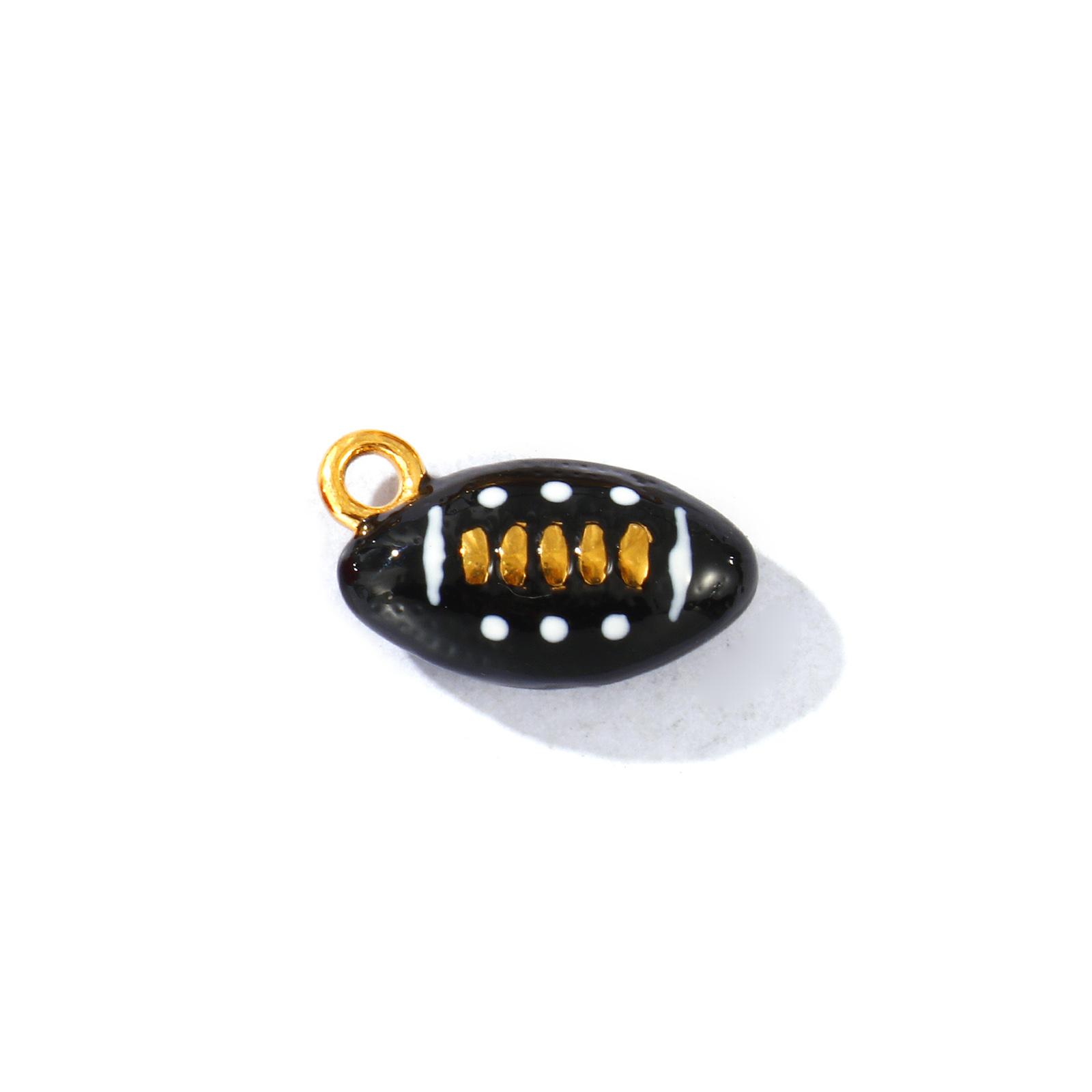 

2 Pcs 304 Stainless Steel Sport Charms 18K Gold Plated Multicolor Enamel Football 3D Pendants For DIY Necklace Jewelry Making чорний