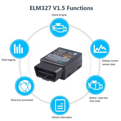 Elm327 Bluetooth OBD2 V1.5 Elm 327 V 1.5 OBD 2 Outil de diagnostic de voiture Scanner Mini Elm-327 Adaptateur OBDII Outil de diagnostic automatique