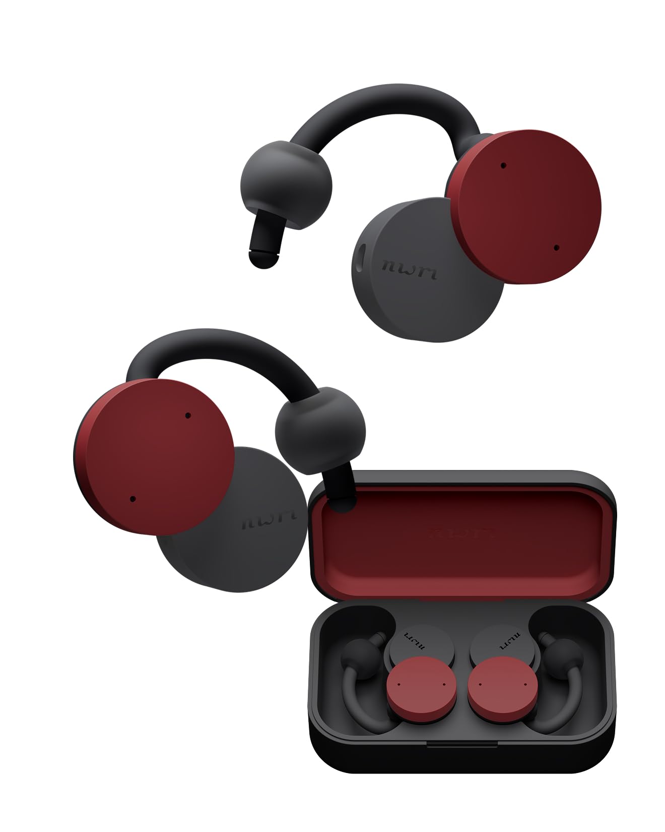 

nwm Warranty True Wireless Ear nwm DOTS Bluetooth NTT Burgundy Red (noom) [Extended Edition] Open-Ear Speakers, Earbuds, 5.3, Sonority,