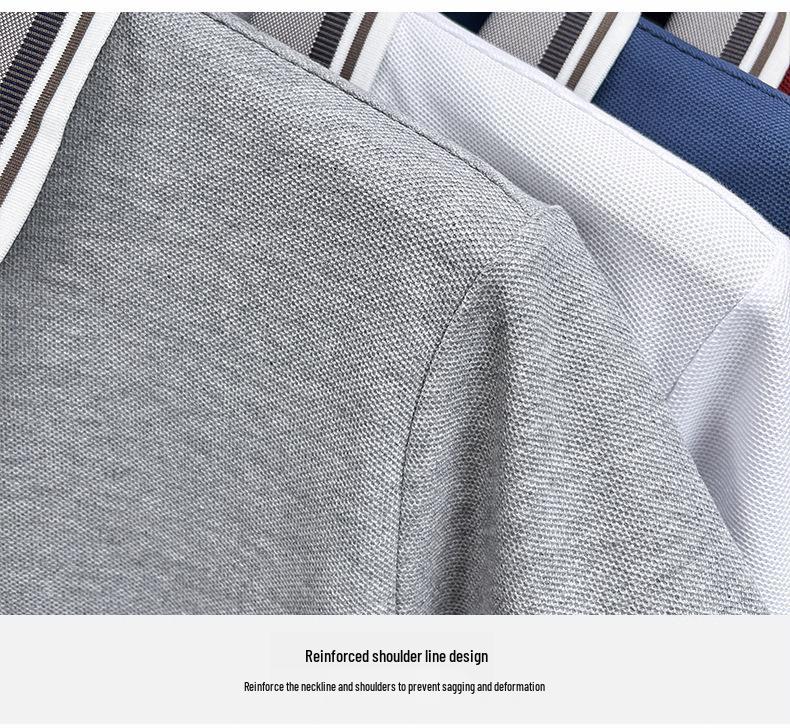 Men's Casual Lapel Polo T-Shirt - Cross Stripe Short Sleeve, Summer Wear for Young and Middle-aged