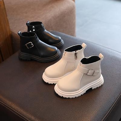 Kinder Frühlings- und Herbst-Martin-Stiefel Lederstiefel Baby Mittelstiefel Seitenreißverschluss Jungen- und Mädchenmode Kleine und mittlere Schuhe