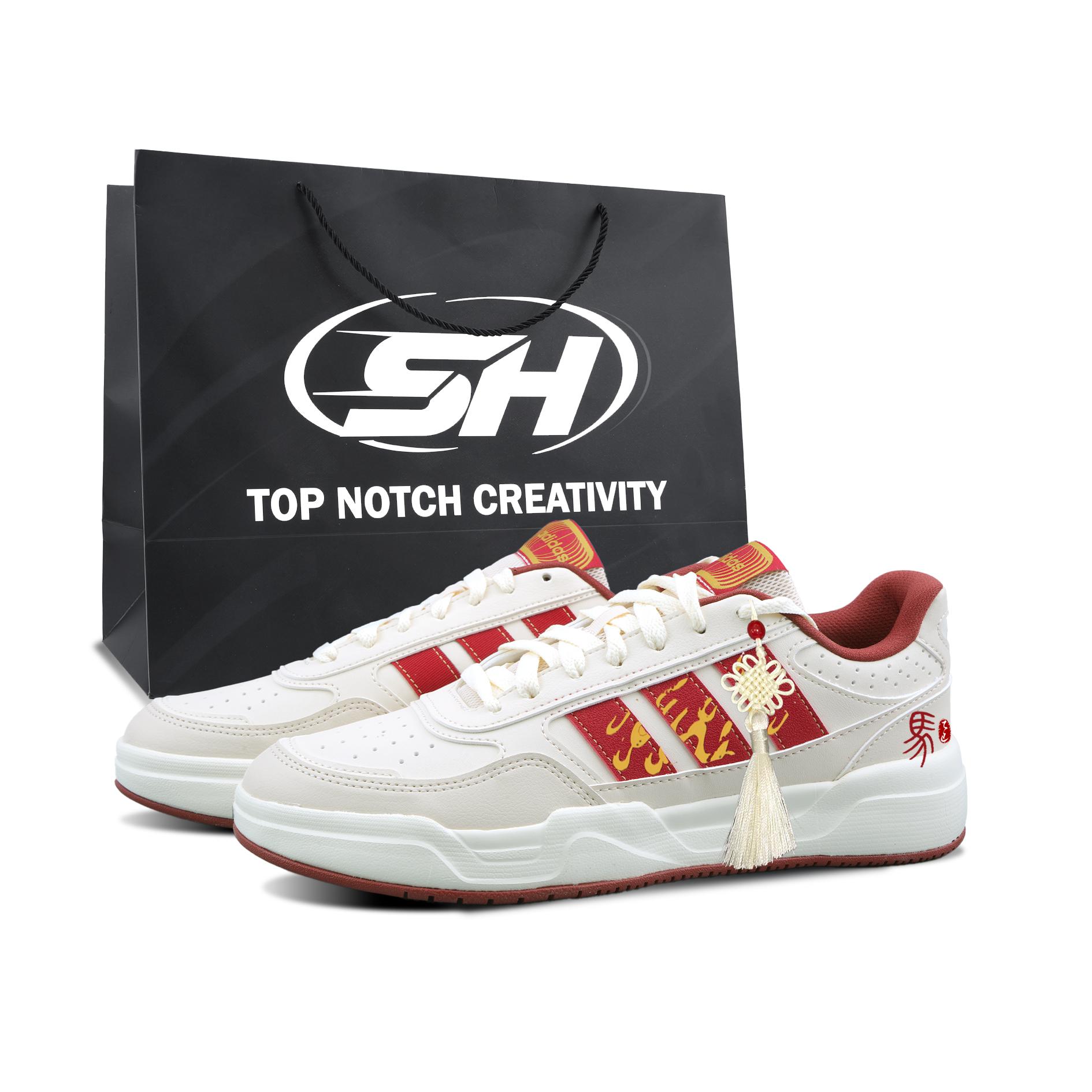 

Adidas LITE BALLER Qi Ji Red, Special Shopping Bag Abrasion Resistant Low top Skateboard Shoes Unisex Beige Red Gold KI1502(Team1800-SBOX) 41⅓