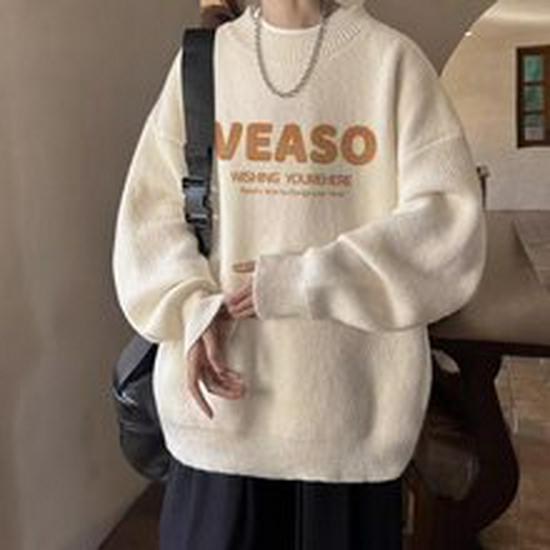 Pánská černá mikina s fleecovou podšívkou - Hrubá, teplá, volného střihu, s kulatým výstřihem na podzim a zimu