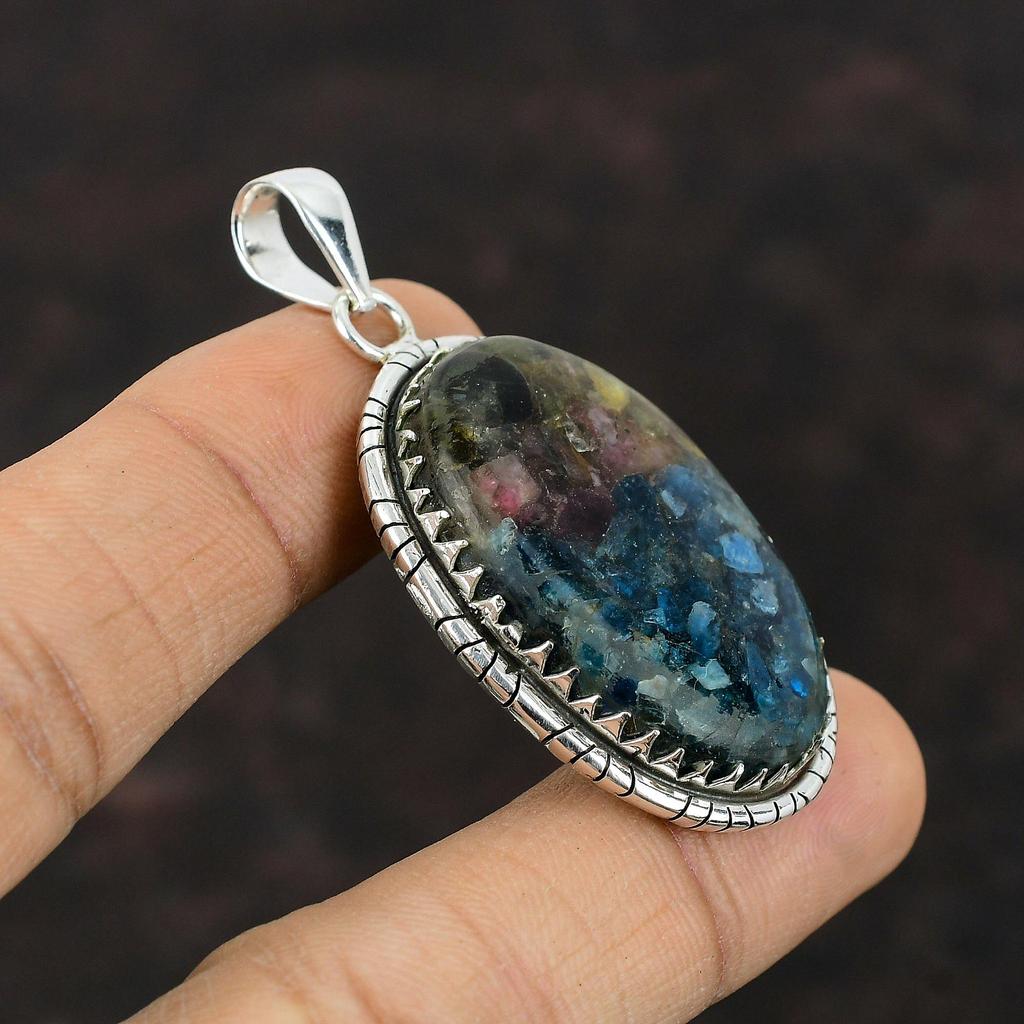 Copper Watermelon Tourmaline Pendant Real Gemstone Jewelry 925 Sterling Silver Pendant Handmade Stylish Jewelry Engagement Gift For Bridal