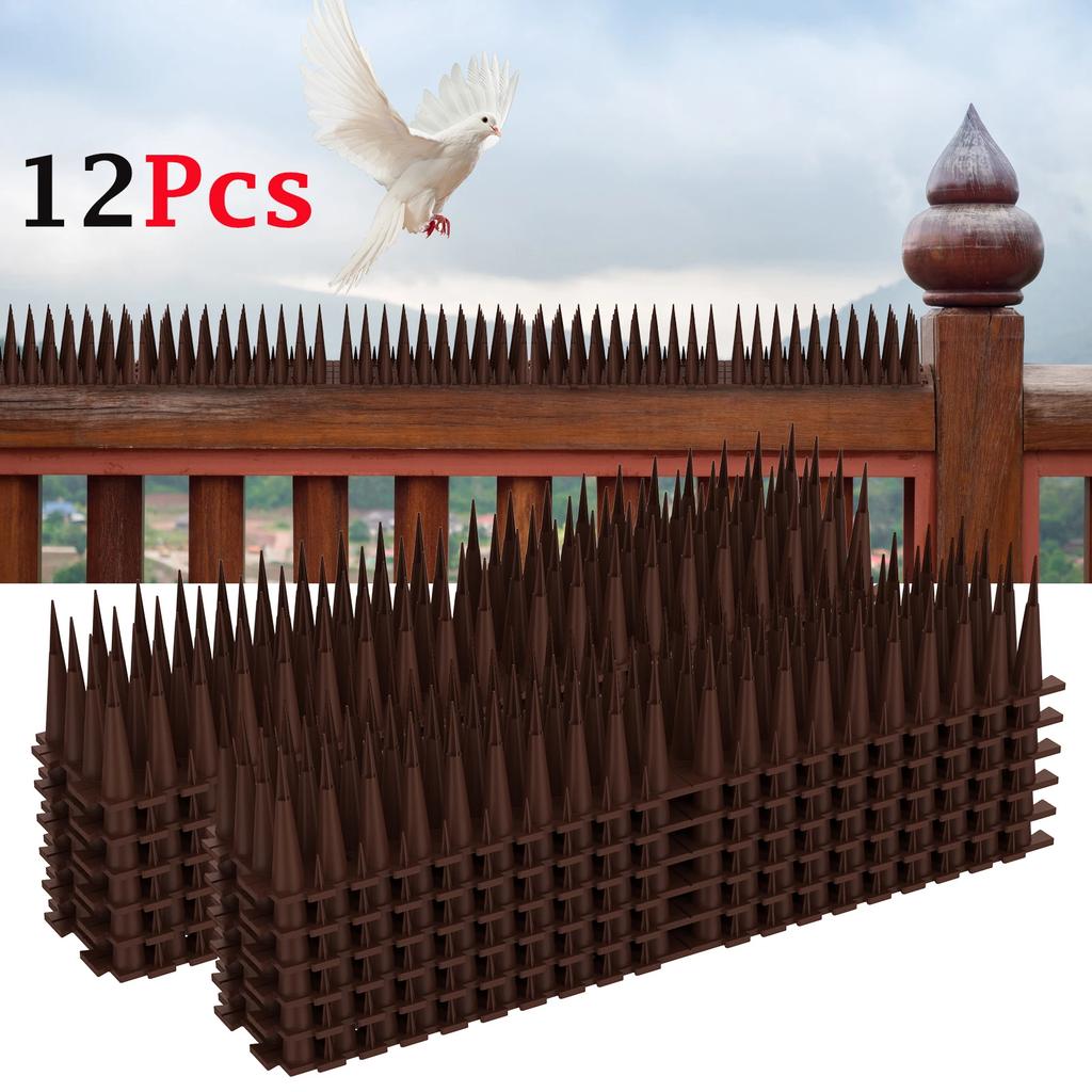 12Pcs Plastic Anti Bird And Pigeon Spikes Anti Climb Bird Spikes Fence Wall Spike Cat Repellent Spike Away Fence Kit for Outside