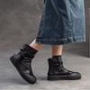 Johnature Hohle, atmungsaktive Retro-Sommerstiefel aus echtem Leder mit Reißverschluss hinten und römischen Sandalen mit dicker Sohle für Damen