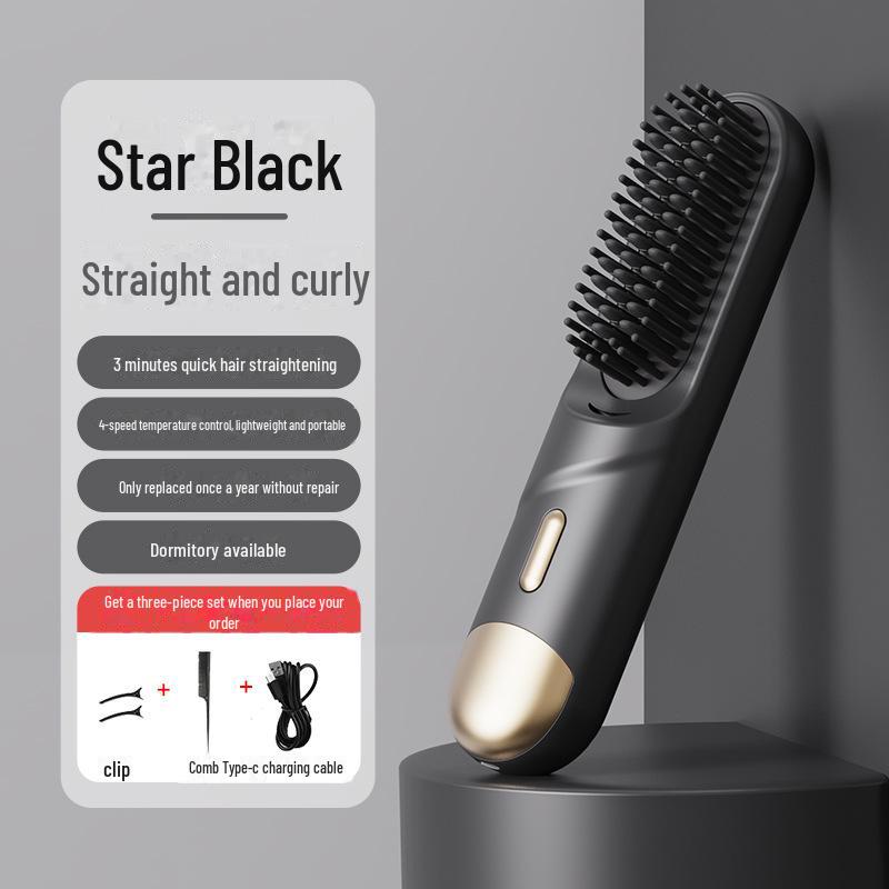 Compact Wireless Hair Straightening Comb with Negative Ion Technology