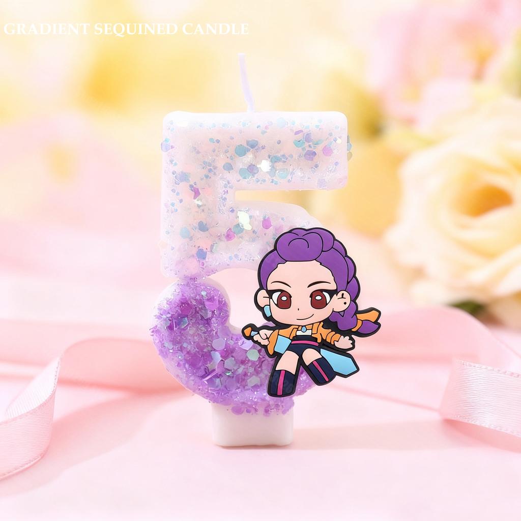2026 hot Kpop Demon Hunter Themed Candles for Children's Birthday Parties, Exquisite Cake Decorations Party Supplies Gift