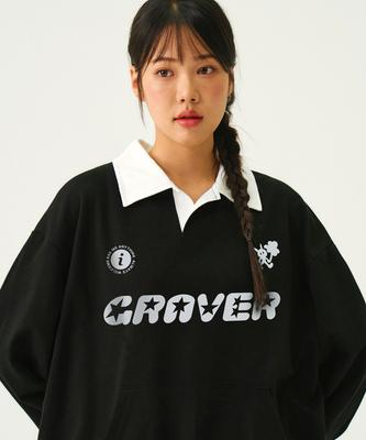 GRAVER [Unisex] Sporty Grar Collared Sweatshirt_2 Colors