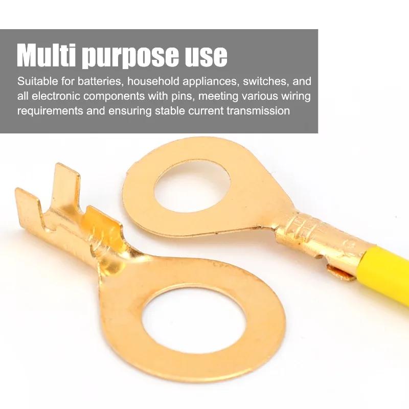 New M5/M6/M8 O-type Lugs Terminals Cold-Pressed Connector Brass Tab Wiring Nose Combination Set 35pcs/set Round Terminal Block