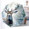 1pc Winter Wonderland Deer: Automatic Opening/Closing Umbrella with Foldable Design, Iron Frame for Outdoor Use, Festive Gift for Fans and Travelers.V