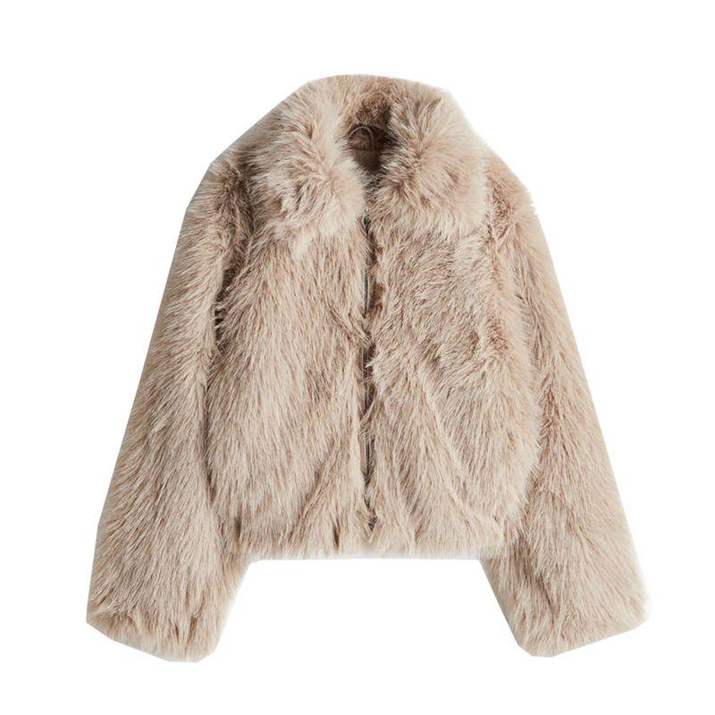 Autumn New Women clothes Idle Style Loose Faux Fur Christmas Warm Furry Lapel Outerwear 1252029