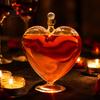 Glass Carafe for Fruit Wine Heart Shaped Bottle with Airtight Stopper, Elegant Crystal Texture Liquor Serving Container Decanter,