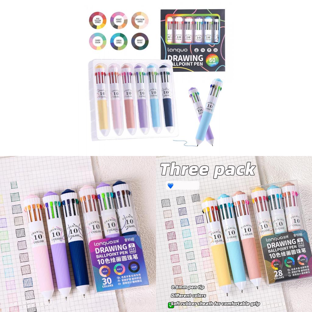 Color Pressbutton Ballpoint Pen With Sketching And Drawing For Students