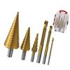 Professional Step Drill Bit Kit 6Pcs Titaniums Plated Bearing Steel Construction For Precisions Woodworking