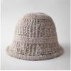 New Winter Hollow Knitted Bucket Hat Women'S Fashion Simple Casual Versatile Face Small Wool Pullover Basin Hat