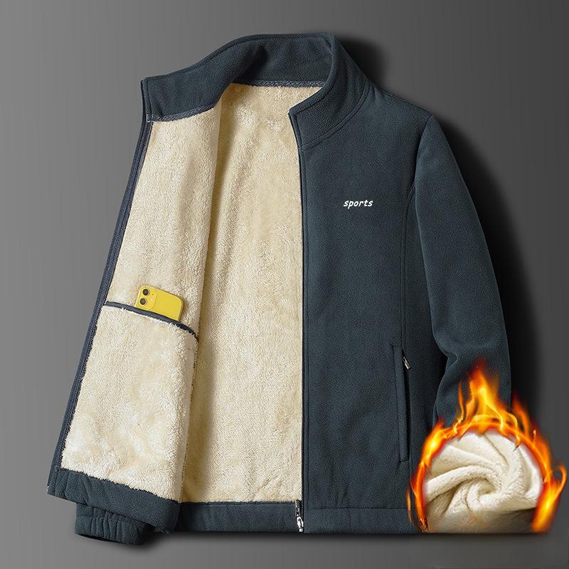 Spring and Autumn New Middle-aged and Young Men's Stand-up Collar Jacket Casual Dad Top Fleece Jacket