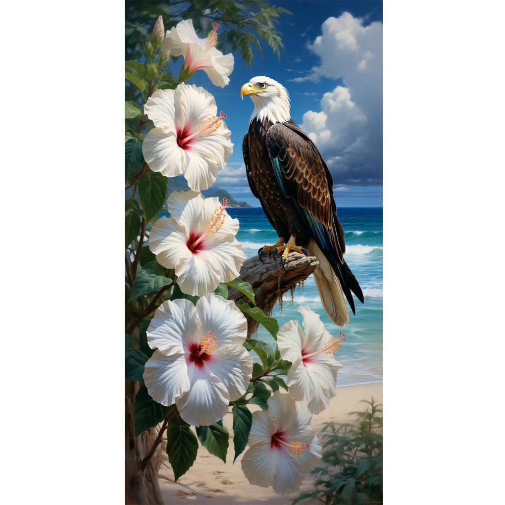 Large Size Mosaic DIY Full Diamond Painting Kits Art Beautiful Eagle and Flowers Embroidery Cross Stitch Rhinestones