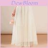 Cotton Blend Sparkly Maxi Skirt With Elegant Pleats For Spring Summer Fashion