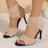 Fashion Women New Designer Knitted High Heels Sandals Summer 2025 Square Toe Thick Heeled Sandal Woman Sexy Slingbacks Black Party Shoes