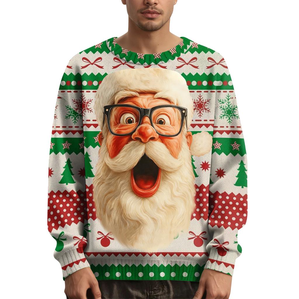 Herren Weihnachts Pullover mit bedrucktem Kragen