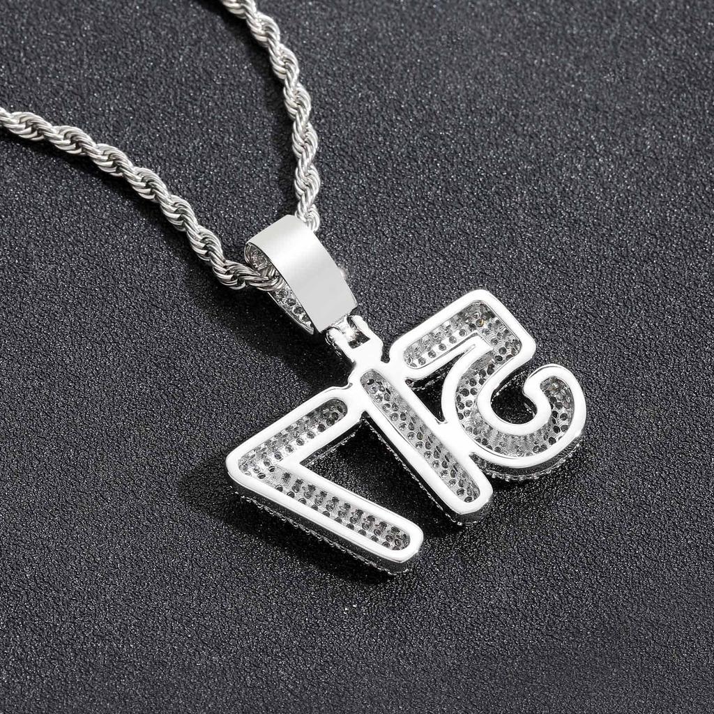 European & American Hip Hop Minimalist Bubble Font Number Pendant Necklace