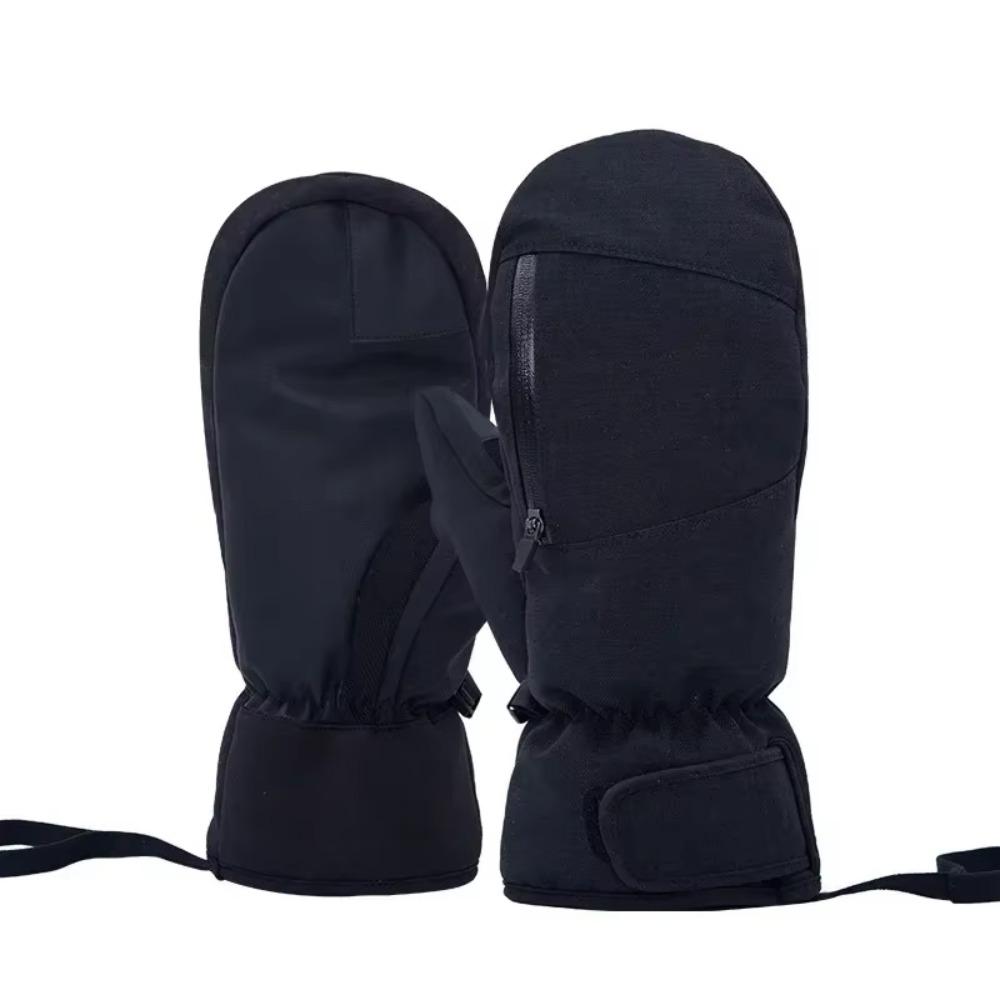

Waterproof Ski Mittens Thermal Thick Snow Gloves Camping Outdoor Skiing Gloves Men Women L чорний