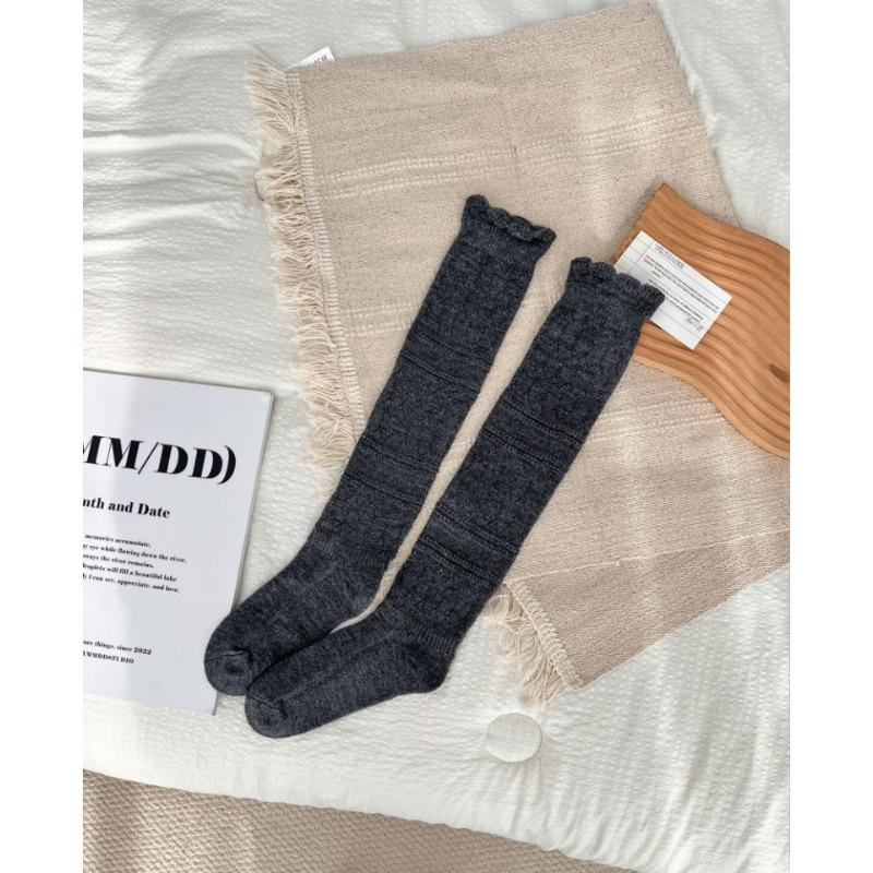 Retro Perforated Wool Ankle Socks, Children's Mid-length Pile Socks, Winter and Autumn Warm Long Socks, Boot Socks