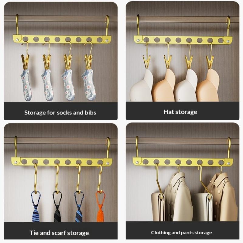 8 Hole Aluminum Alloy Clothes Hanger Space Saving Foldable Pants Hanger Magic Seamless Multiplayer Closet Organizer