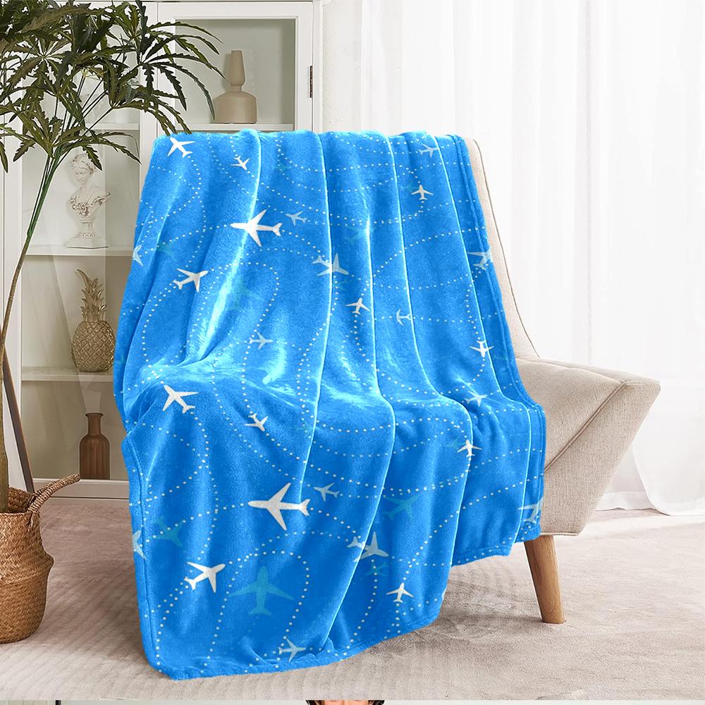 Airplane Theme Printed Blanket - Perfect for Couch, Bed, Travel & Outdoor Use | Machine Washable, Cozy & Durable.