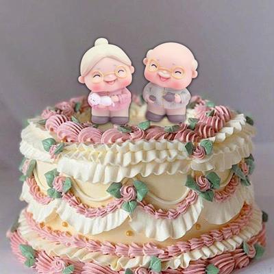 Elegante Hochzeitstortenfiguren für ältere Paare