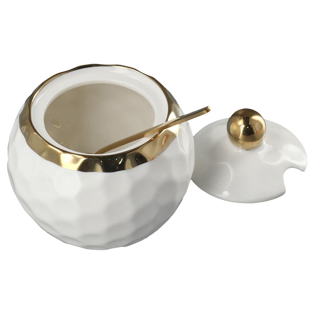

White Sugar Bowl 3.95*3.75 Inch Salt Container Fashionable Porcelain Salt Bowl Kitchen