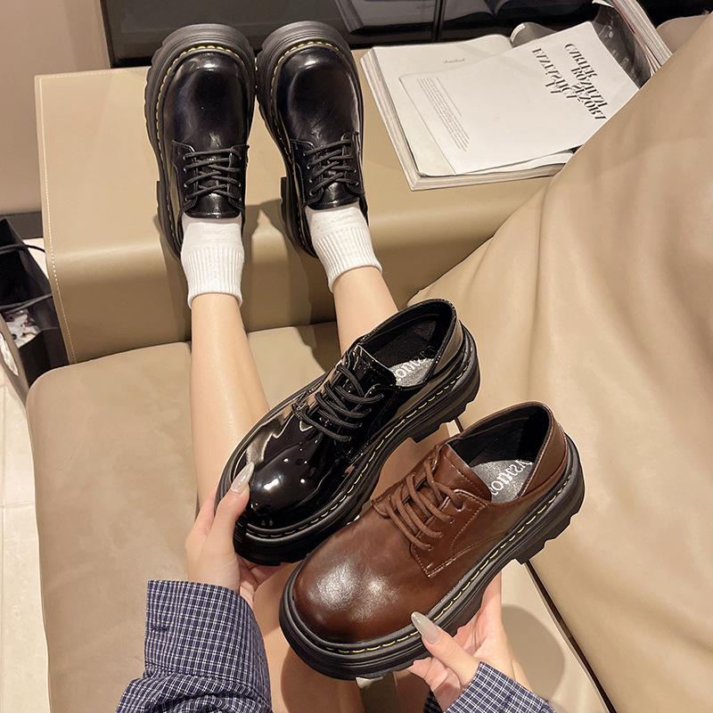 Fashion Women Shoes British Style Versatile Loafers Luxury Shoes for Women 2025Fashion Comfortable Leather Shoes Thick Soled Oxford Shoe