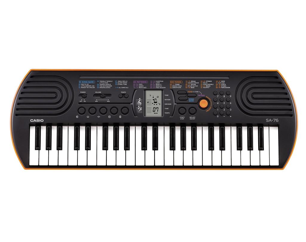 Casio Mini Keyboard Casiotone 44 Mini 100 Accurate Pitch for Convenient LCD Dual Power Supply (CASIO) SA-76 Keys, Built-in Tones, Tuning, Screen,