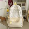 Cute Heart and Bow Print School Backpack with Front Pocket Top Handle Casual Daypack for Girls Students