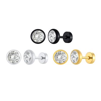 Pendientes de Botón Redondos con Circonita Cúbica Engastada para Mujeres Hombres Regalo 8mm
