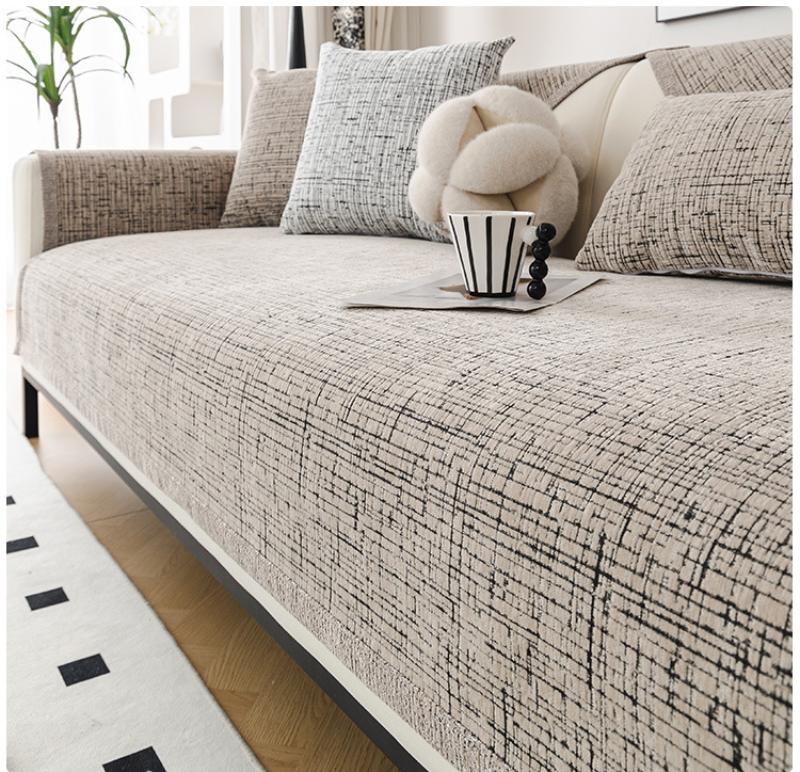 Solid Color Chenille Sofa Mat Four Seasons Universal Prevent Cat Scratching Sofa Cover Modern Furniture Dustproof Couch Covers