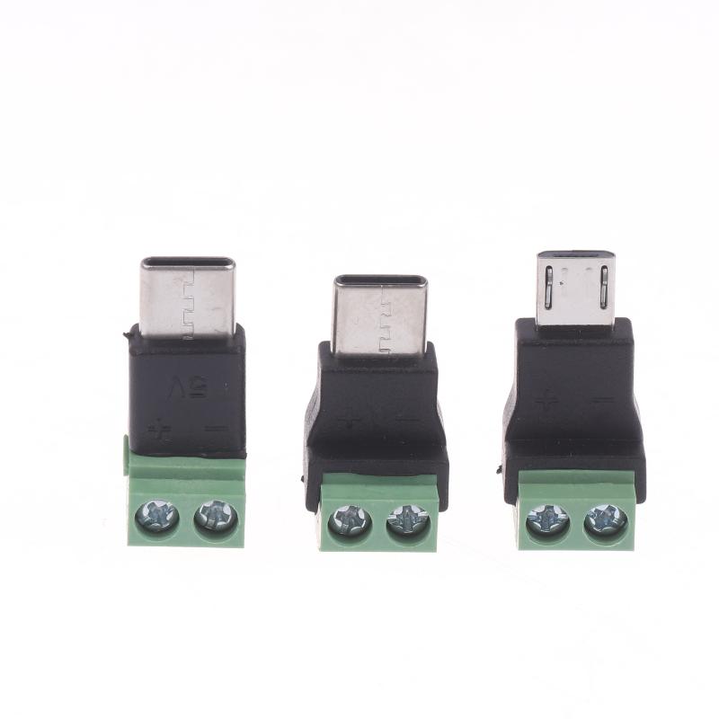 1/3Pcs 5V Solderless Green Charging Adapter Type C/Micro Male To 2 Pin For Toy Intelligent Devices Phone And Computer
