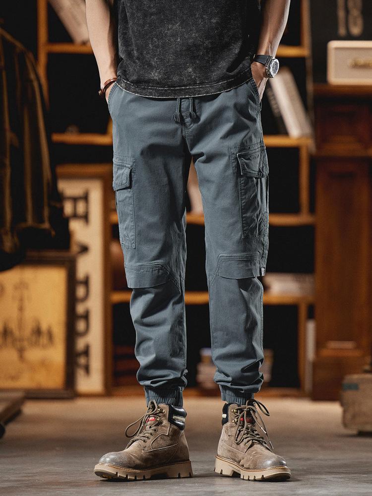 Men's pants new trendy cargo pants, wide-cut long pants, multi-pocket jogger pants, loose casual pants, high street
