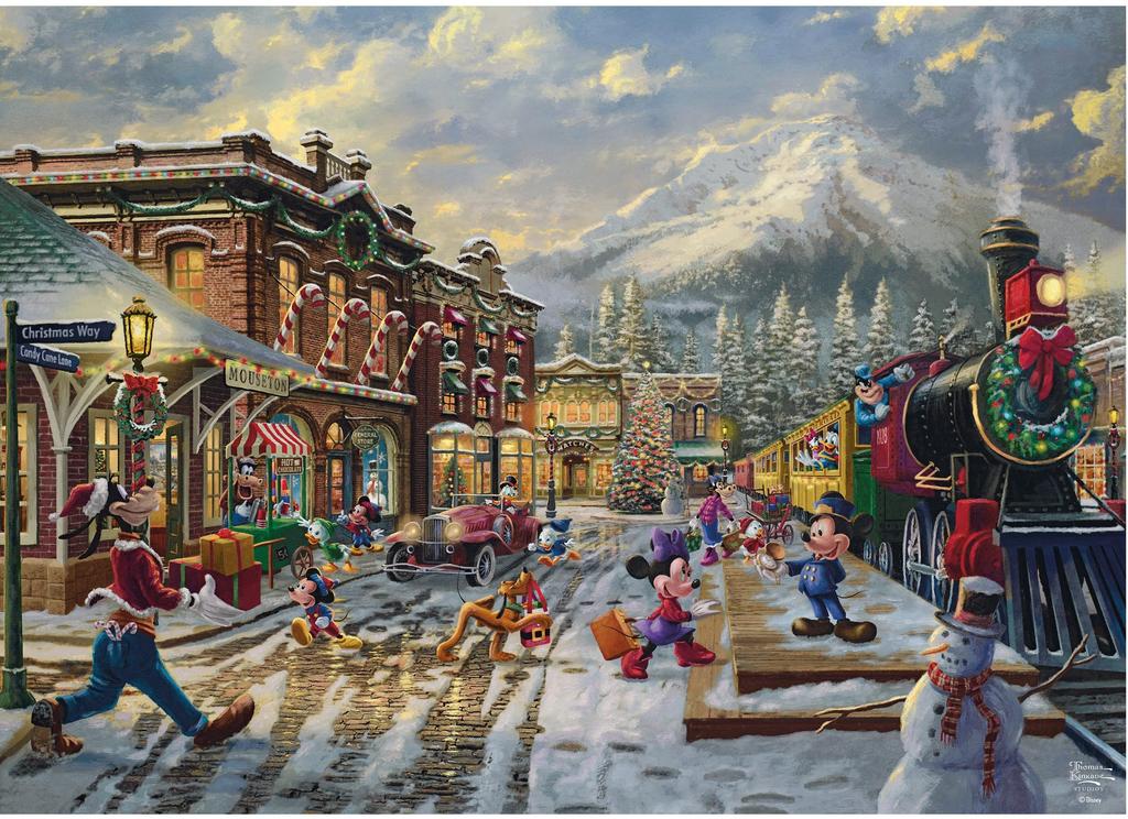 Puzzle Ceaco Thomas Kinkade Disney Holiday Candy Cane Express, 1000 de piese - - - - -